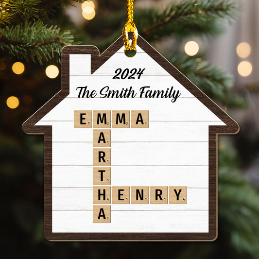 Happy Family - Personalized Custom Wood Ornament