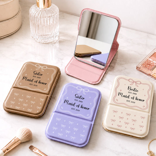 Sister Maid Of Honor - Personalized Custom Pocket Leather Mirror