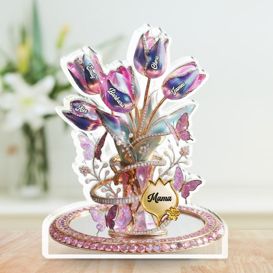 Flower Gift For Mom Grandma - Personalized Custom Acrylic Plaque