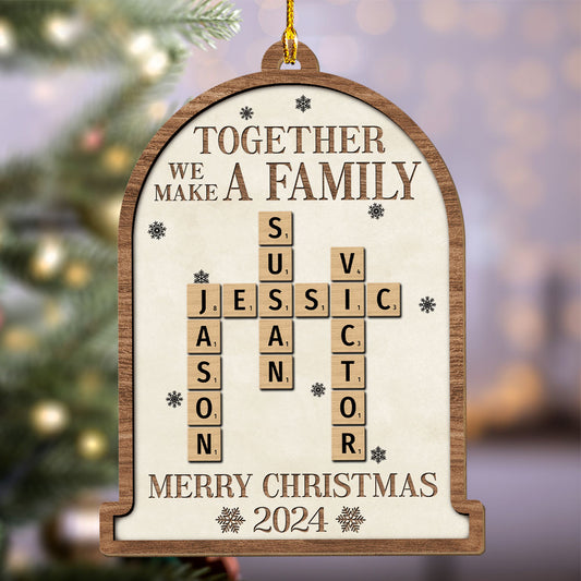 Together We Make A Family Christmas - Personalized Custom Wood Ornament