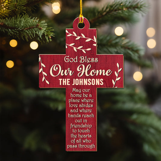 God Bless Our Home - Personalized Custom 3D Effect Wood Ornament