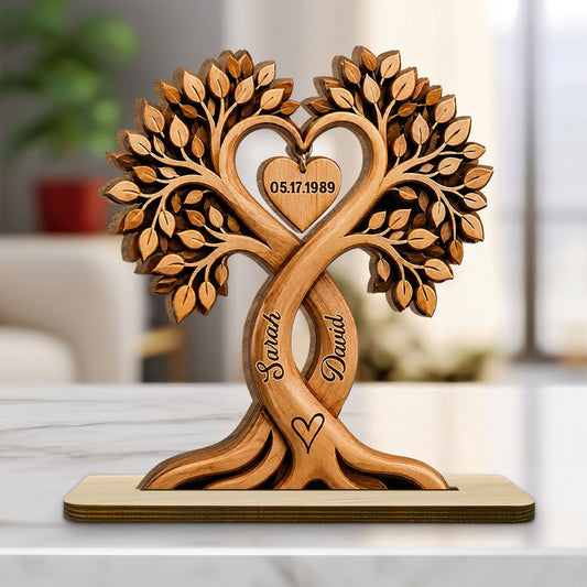 Heart Beat - Personalized Custom 2-Layer Wood Plaque With Flat Base
