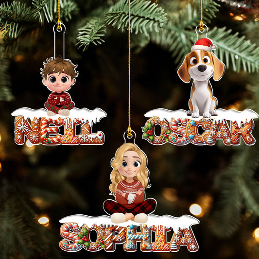 Family Member Gingerbread Name - Personalized Custom Acrylic Ornament