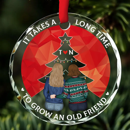 True Friendship Takes Time - Personalized Custom Glass Ornament