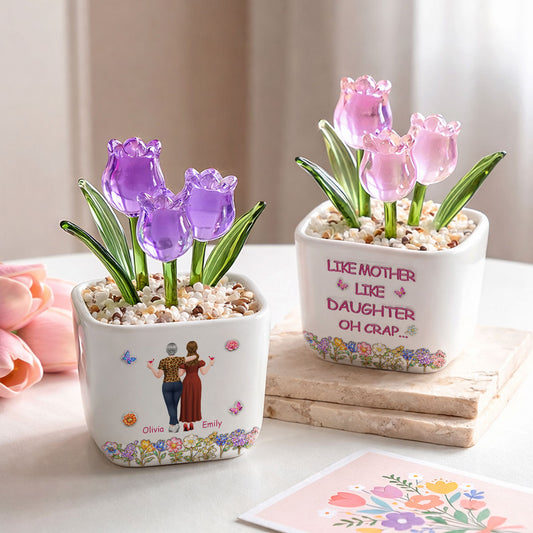 Like Mother Like Daughter - Personalized Custom Glass Everlasting Tulips