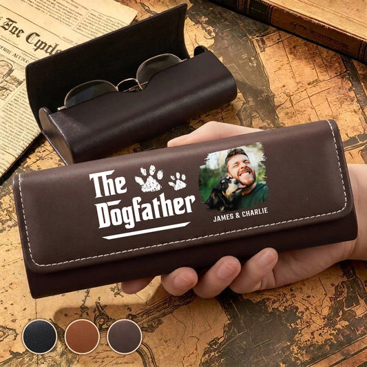 Cool Dog Father Photo - Personalized Custom Leather Eyeglass Case