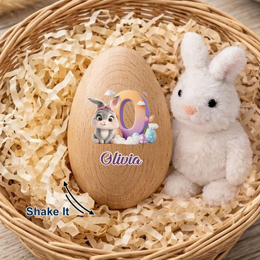 Cute Bunny Easter Eggs - Personalized Custom Wooden Egg Shaker