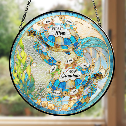 Grandmas Love Flows Like Tides - Personalized Custom Window Hanging Suncatcher