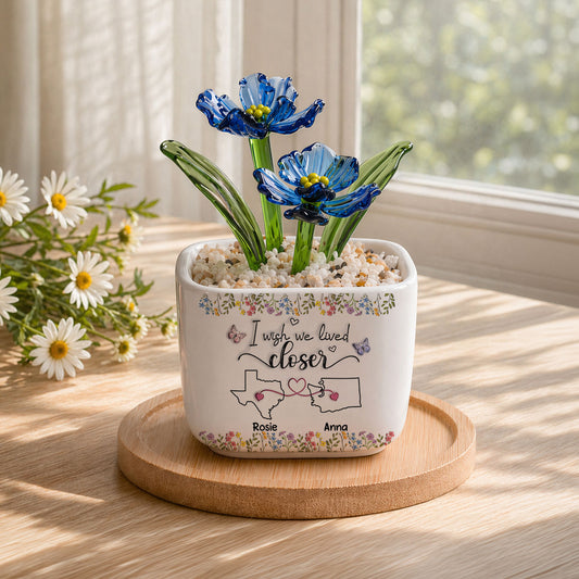 I Wish We Lived Closer - Personalized Custom Glass Birth Month Flower
