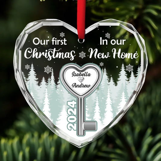 Our First Christmas In Our New Home - Personalized Custom Glass Ornament