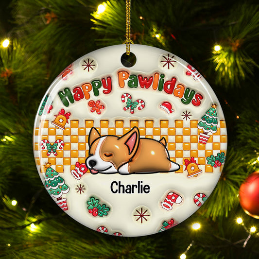 Jolly Pawlidays - Personalized Custom 3D Inflated Effect Ceramic Ornament