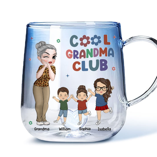 Cool Grandma Club - Personalized Blue Gradient Glass Mug