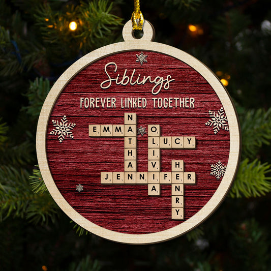 Siblings Name Scrabble - Personalized Custom 2-layered Wood Ornament