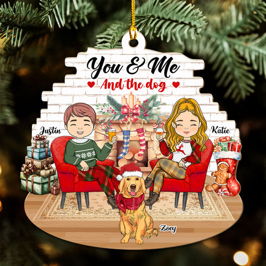 Couple And Dogs - Personalized Custom Wood Ornament