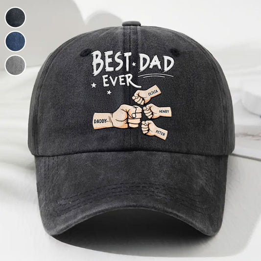 Best Dad - Personalized Vintage Washed Denim Cap