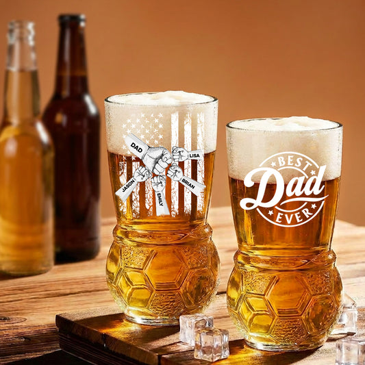 Best Dad Ever - Personalized Custom Football Beer Glass
