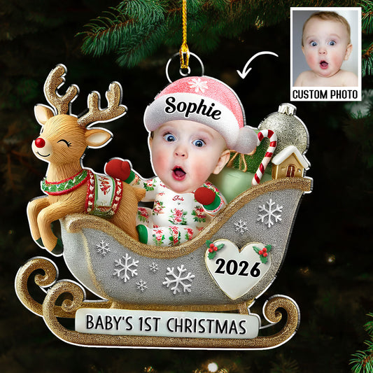 Custom Photo Family First Christmas Ornament • Magical First Christmas - Personalized Acrylic Ornament