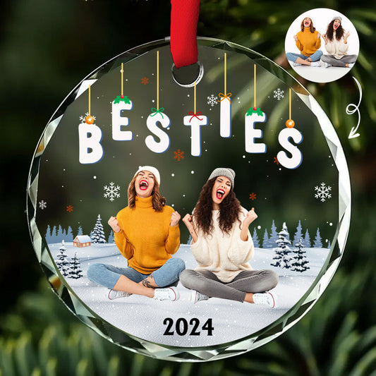 Bestie Christmas Together - Personalized Custom Glass Ornament