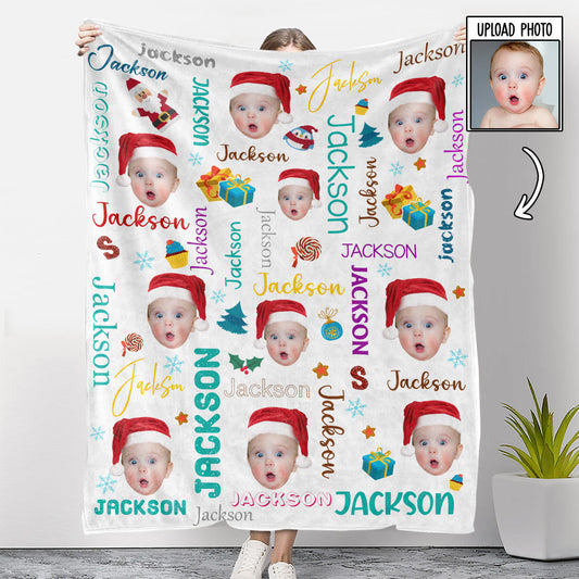 Baby Christmas Custom Photo - Personalized Custom Fleece Blanket