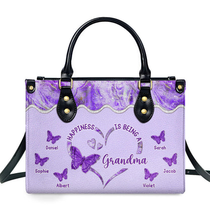 Happiness Is Being - Personalized Custom Leather Bag