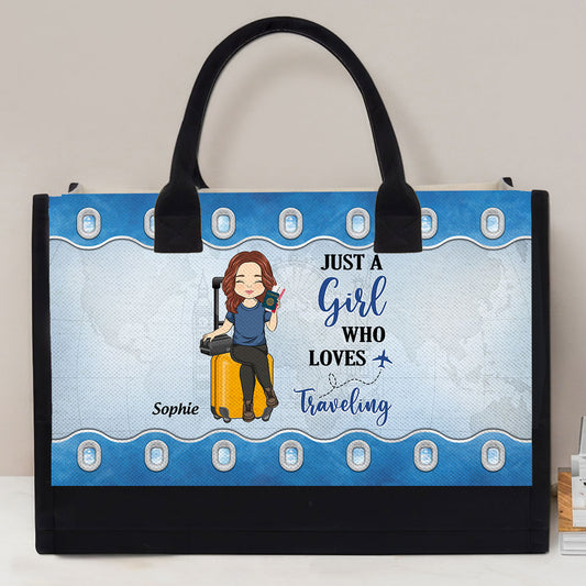 Just A Girl Who Loves Traveling - Personalized Custom Canvas Tote Bag