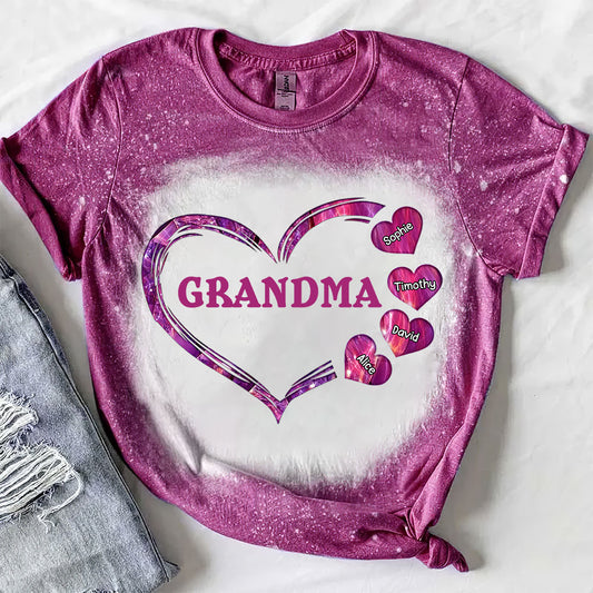 Grandma - Personalized Custom Bleached T-Shirt