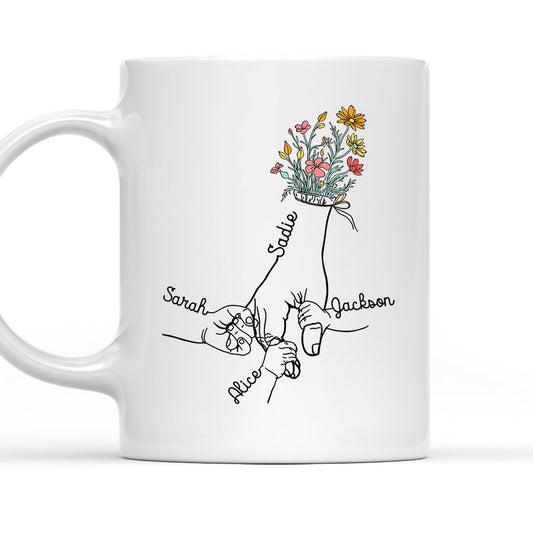 Holding Hand Of Mom - Personalized Custom Coffee Mug