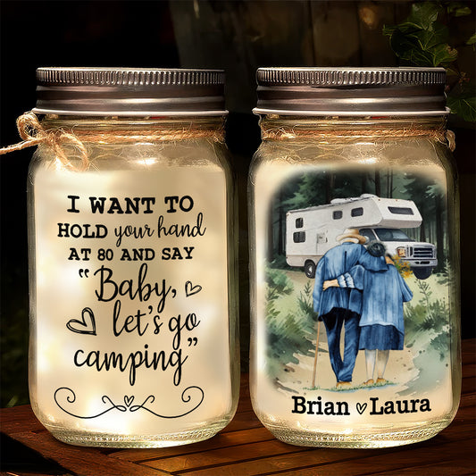 Baby Lets Go Camping  - Personalized Custom Mason Jar Light