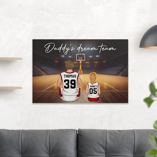 Daddys Team Basketball Family Sitting - Personalized Custom Poster