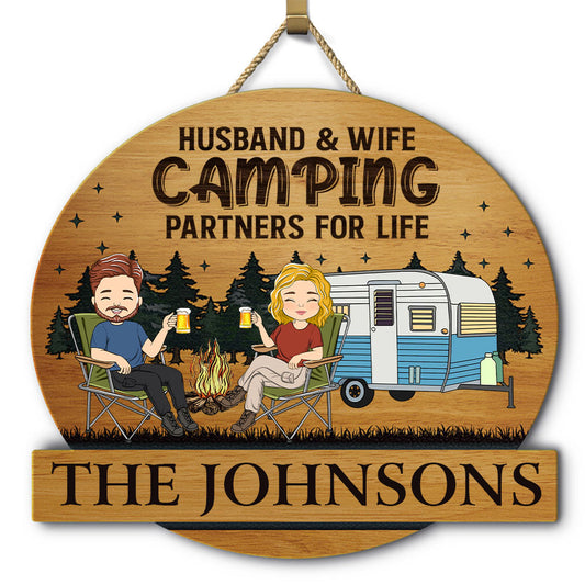 Camping Partners For Life - Personalized Custom Wood Sign