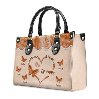 Happiness Is Being - Personalized Custom Leather Bag