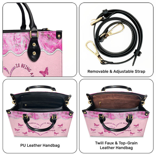 Happiness Is Being - Personalized Custom Leather Bag
