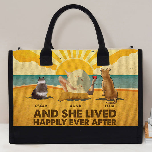 And She Lived Happily Ever After - Personalized Custom Canvas Tote Bag