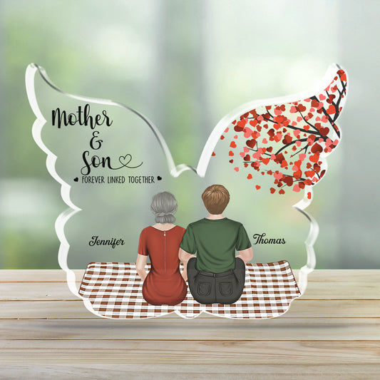 Mother And Son Forever Linked Together  - Personalized Custom Acrylic Plaque
