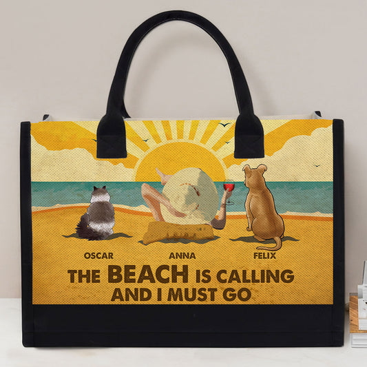 The Beach Is Calling And I Must Go With Pet - Personalized Custom Canvas Tote Bag