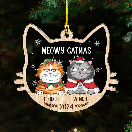 Lovely Meowy Catmas - Personalized Custom Acrylic Ornament