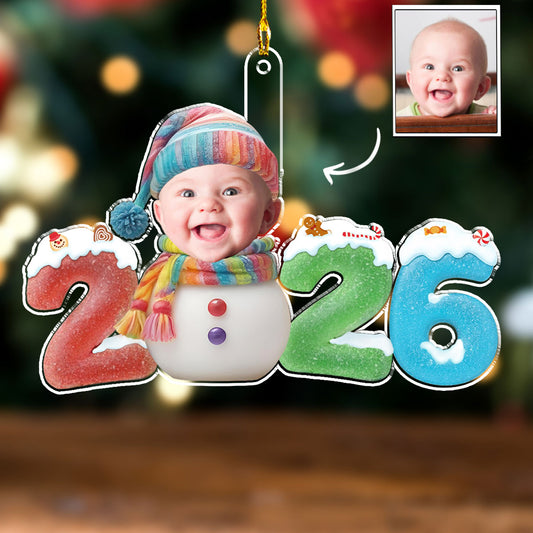 Custom Photo Family First Christmas Ornament • Baby First Christmas 2026 - Personalized Acrylic Ornament