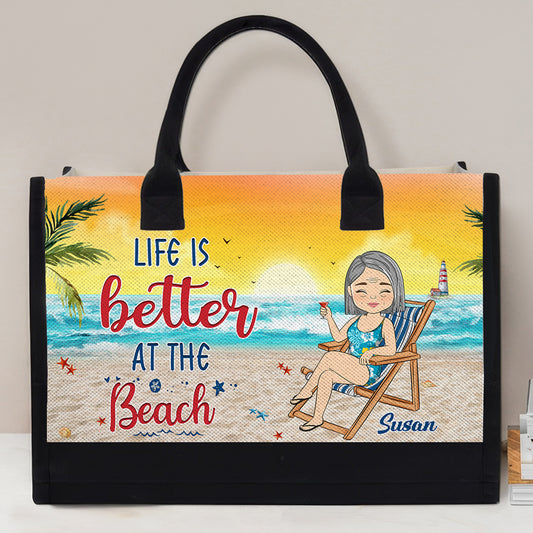 Meet Me At The Beach - Personalized Custom Canvas Tote Bag
