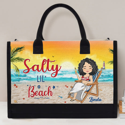 Salt Sand Sea Sun - Personalized Custom Canvas Tote Bag
