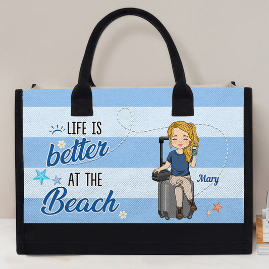 Life Is Better At The Beach - Personalized Custom Canvas Tote Bag
