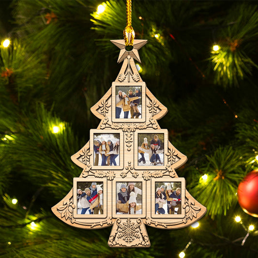 Christmas Tree Family - Personalized Custom Wood Ornament