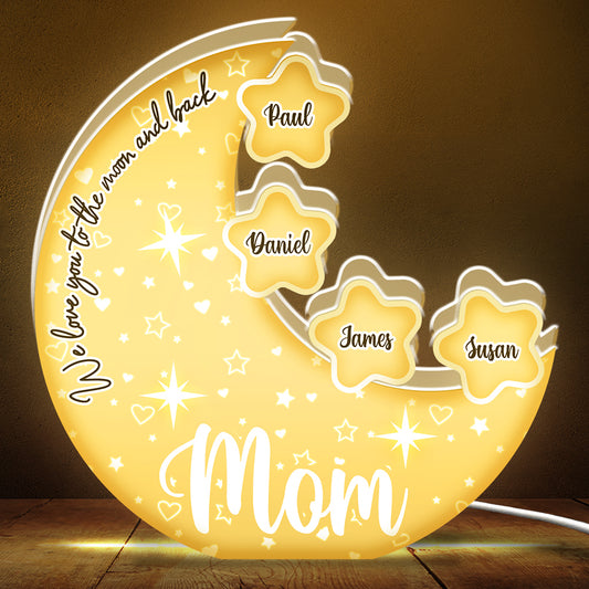 Mom, We Love You To The Moon And Back - Personalized Custom Light Box