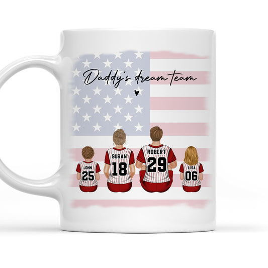 Daddys Team Basketball Family Sitting - Personalized Custom Coffee Mug