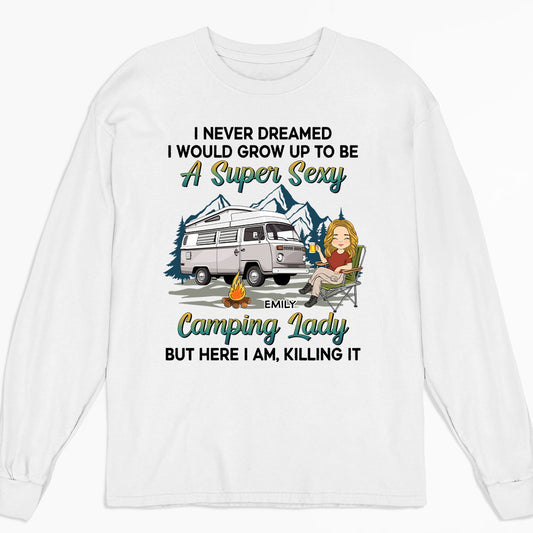 Camping Lady 2 - Personalized Custom Long Sleeve T-shirt