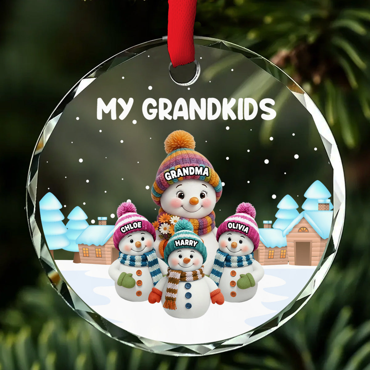 Grandkids Knitting - Personalized Custom Glass Ornament – Wrappiness Gifts