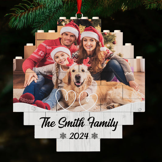 Custom Photo Family Christmas - Personalized Custom Puzzle Ornament