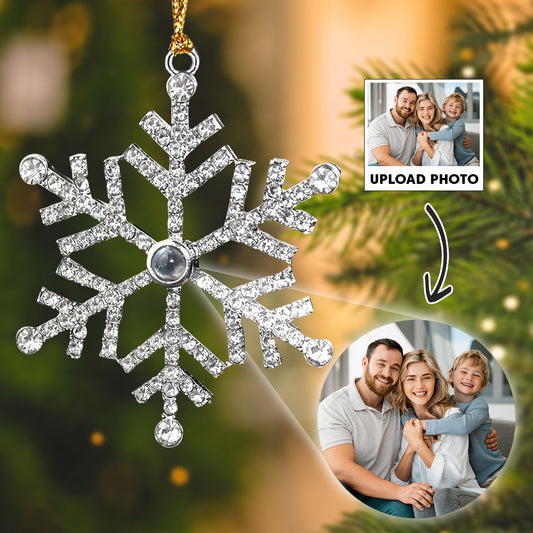 Our Family Moment - Personalized Custom Photo Snowflake Projection Ornament