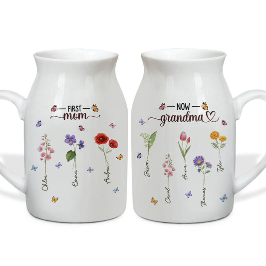 First Mom Now Grandma - Personalized Custom Flower Vase