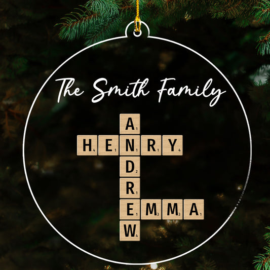 Family Crossword Art - Personalized Custom Acrylic Ornament