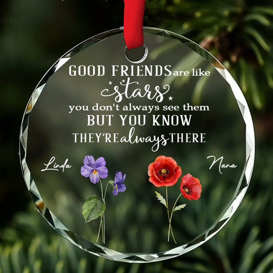 Friends Like Stars - Personalized Custom Glass Ornament